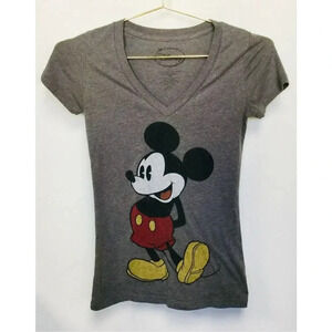 Vintage‎ Disney Parks Womens Gray Walt Disney World Mickey Mouse T-Shirt Size XS